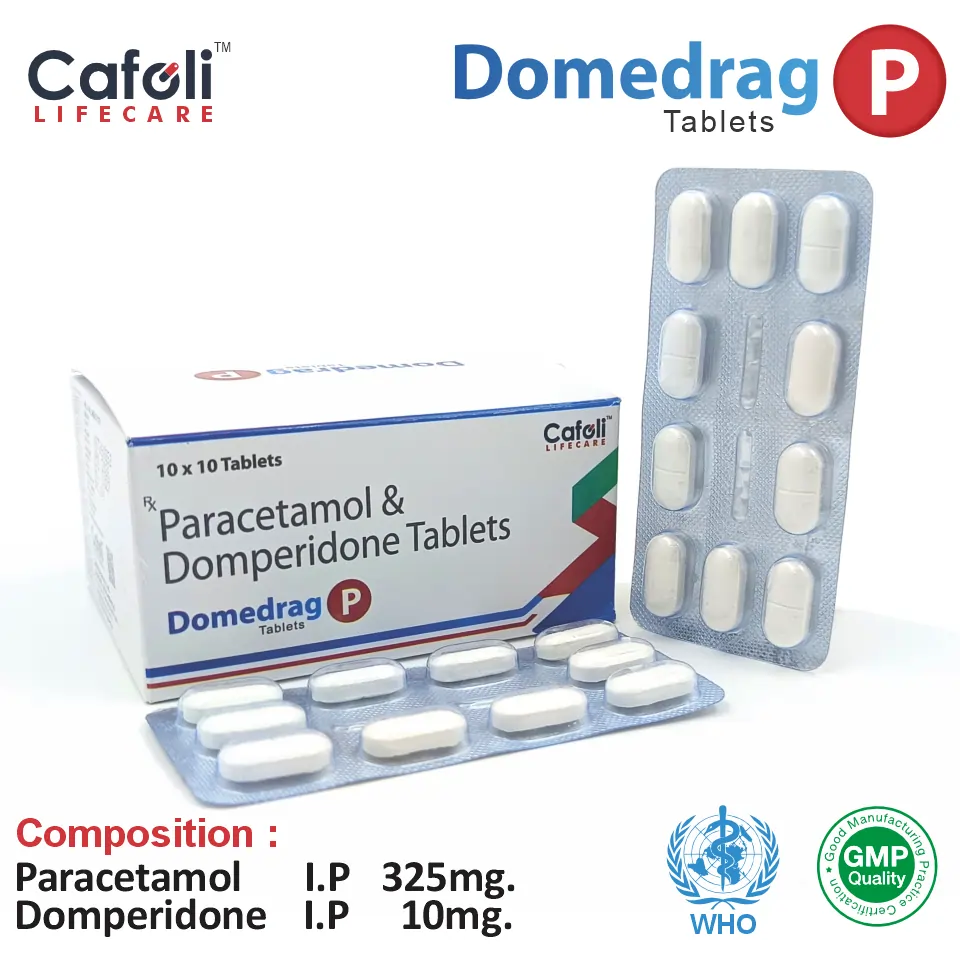 Domperidone (10mg) + Paracetamol (325mg) Tablet at Best Price in PCD Pharma Franchise for Gastrointestinal and Nausea Relief, Pain Relief.